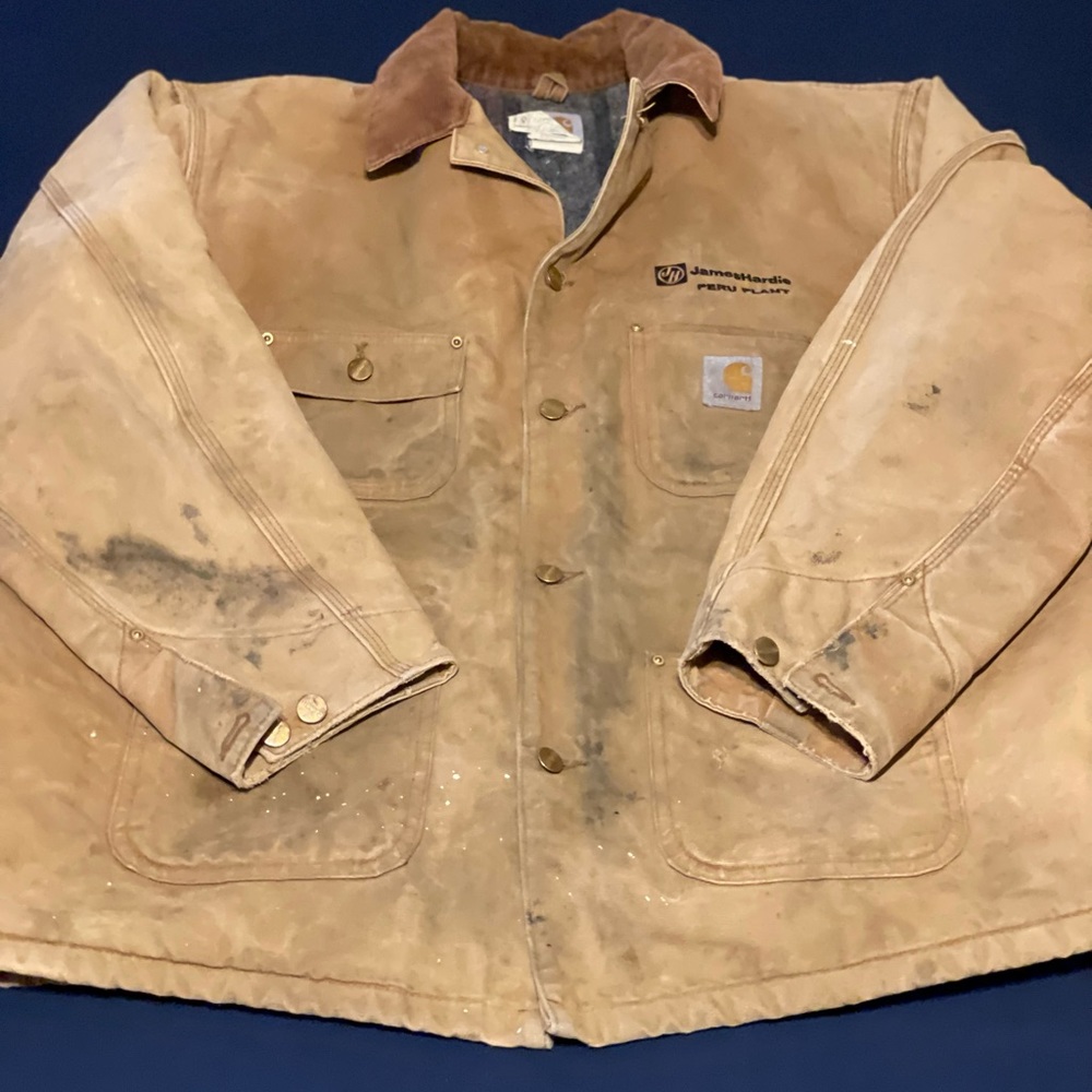 Carhartt Chore Coat C01 BRN Blanket Lined Sz 50 Regular Distressed